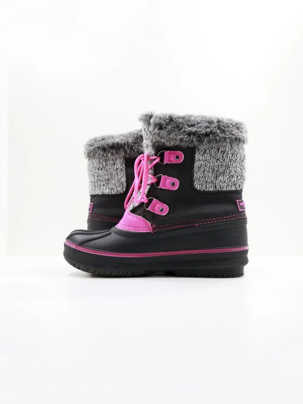 London Fog Tottenham Black & Pink Waterproof Fleece-Lined Snow Boots - Juniors 4